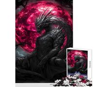Rompecabezas de 1000 Piezas para Adolescentes dragón Negro bajo la Luna de Sangre Juguete Educativo Grandes Regalos y Juguetes Juegos relajantes Que ayudan a ejercitar el Cerebro tamaño 38x26cm