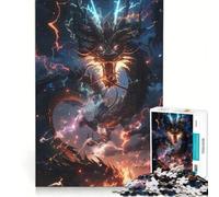 Rompecabezas de 1000 Piezas para Adolescentes: Dragón Negro con relámpagos, Juegos relajantes, Carrera de Velocidad de Manos, Ideal para cumpleaños y Navidad 38x52cm