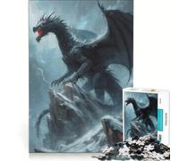Rompecabezas de 1000 Piezas para Adolescentes: Dragón Negro en la Cima de una montaña, Juguetes antiestrés, difícil y desafiante, cumpleaños 50x75cm