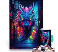 Rompecabezas de 1000 Piezas para Adolescentes Dragón neón Veinte Juego desafiante y Juego Familiar Grandes Regalos y Juguetes 38x26cm
