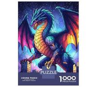 Rompecabezas De 1000 Piezas para Adolescentes Dragon on Castle at Night Rompecabezas para Adultos Juegos Relajantes Mejora La Memoria Ayuda A Ejercitar El Cerebro 70x50cm/1000pcs