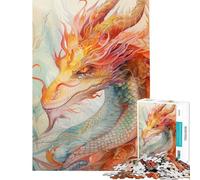 Rompecabezas de 1000 Piezas para Adolescentes Dragón Rojo Legendario Rompecabezas para Adultos Juego práctico Arte de Pared cumpleaños y Navidad (Tamaño 38x26cm)