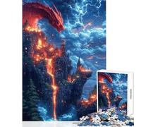 Rompecabezas de 1000 Piezas para Adolescentes dragón Rojo sobre un Paisaje Urbano en Llamas Juguete Educativo Regalo de cumpleaños Juego Imposible difícil y desafiante tamaño 38x52cm