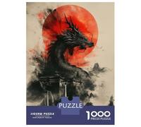 Rompecabezas De 1000 Piezas para Adolescentes Dragon Under A Blood Moon Rompecabezas para Adolescentes Juego De Ingenio Decoración De Pared Difícil Y Desafiante 38x26cm/1000pcs