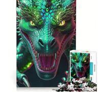 Rompecabezas de 1000 Piezas para Adolescentes Dragón Verde, Escamas metálicas de Zafiro, Juguetes para armar, Mejora la Memoria, con Piezas de Formas aleatorias Que encajan Perfectamente 38x26cm
