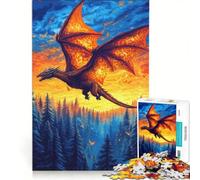 Rompecabezas de 1000 Piezas para Adolescentes: Dragón Volando sobre un Paisaje Forestal, Juego Relajante, desafiante de completar, cumpleaños 50x75cm