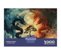 Rompecabezas De 1000 Piezas para Adolescentes Dragon Vs Phoenix Celestial Battle Rompecabezas para Adultos Juegos Relajantes Mejora La Memoria Ayuda A Ejercitar El Cerebro 52x38cm/1000pcs