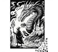 Rompecabezas De 1000 Piezas para Adolescentes Dragon Vs. Wizard Epic Battle Rompecabezas para Adultos Juego Práctico Arte De Pared Oferta como Regalos para Toda La Familia 70x50cm/1000pcs