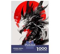Rompecabezas De 1000 Piezas para Adolescentes Dragon with Red Sun Digital Art Rompecabezas para Adultos Juego Práctico Decoración del Hogar Cumpleaños Y Navidad 38x26cm/1000pcs