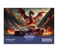 Rompecabezas De 1000 Piezas para Adolescentes Dragons and Sports Cars A Mythical Fusion Rompecabezas para Adolescentes Juguetes Antiestrés Difícil Gran Regalo para Jugar 38x26cm/1000pcs