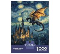 Rompecabezas De 1000 Piezas para Adolescentes Dragon'S Flight Over Castle Rompecabezas para Adolescentes Juego Práctico Desafío Difícil Oferta como Regalo para Toda La Familia 70x50cm/1000pcs