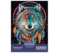 Rompecabezas De 1000 Piezas para Adolescentes Dreamcatcher Mandala Wolf Rompecabezas para Adultos Juego Práctico Pero Divertido Y Humorístico Regalos para Reducir El Estrés 52x38cm/1000pcs