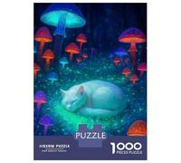 Rompecabezas De 1000 Piezas para Adolescentes Dreamy Cat in Mushroom Forest Rompecabezas para Adultos Juegos Relajantes Decoración Interacción Entre Padres E Hijos 52x38cm/1000pcs