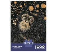 Rompecabezas De 1000 Piezas para Adolescentes Dreamy Chimpanzee in Starry Night Rompecabezas para Adultos Juego De Ingenio Una Obra De Arte Gran Regalo para Jugar 52x38cm/1000pcs