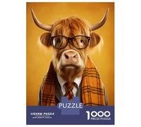 Rompecabezas De 1000 Piezas para Adolescentes Dressed Highland Cow Rompecabezas Juego De Ingenio Decoración De Pared Regalos De Cumpleaños Y Únicos 52x38cm/1000pcs