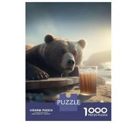 Rompecabezas De 1000 Piezas para Adolescentes Drunk Bear with Beer Rompecabezas para Adultos Juego Práctico Desafío Difícil Difícil Y Desafiante 38x26cm/1000pcs