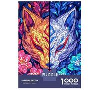 Rompecabezas De 1000 Piezas para Adolescentes Dual Kitsune Rompecabezas para Adultos Juegos De Relajación Desafío Difícil Desafío Educativo 52x38cm/1000pcs