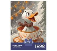 Rompecabezas De 1000 Piezas para Adolescentes Duckling in Teacup Winter Scene Rompecabezas para Adultos Juegos Divertidos Desafío Educativo De Análisis Y Lógica 38x26cm/1000pcs