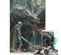 Rompecabezas de 1000 Piezas para Adolescentes: Duelo de Dragones de fantasía Oscura, Juegos educativos, Actividades Divertidas para Hacer en casa, colección de Artistas, Bellas Artes 38x26cm