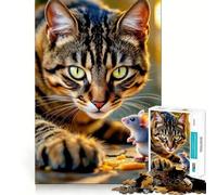 Rompecabezas de 1000 Piezas para Adolescentes Duelo Entre el Gato y el ratón,Manualidades de Corte preciso,Juego cognitivo Divertido,Juego para el Tiempo Libre,decoración navideña para el hogar