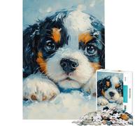 Rompecabezas de 1000 Piezas para Adolescentes Dulce Cavalier King Charles Spaniel en la Nieve (无 Rompecabezas Juegos Divertidos Decoración Oferta como Regalos para Toda la Familia (50x75cm)