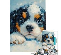 Rompecabezas de 1000 Piezas para Adolescentes Dulce Cavalier King Charles Spaniel en la Nieve (Simplificado) Rompecabezas para Adultos Juguete Decoración de Pared Patrón Ensamblaje únicos
