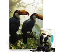 Rompecabezas de 1000 Piezas para Adolescentes dúo de tucanes de la Jungla Arte de Corte Fino Entrenamiento de concentración Juego Divertido para Momentos de Tranquilidad (50x75cm)