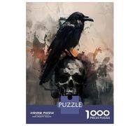 Rompecabezas De 1000 Piezas para Adolescentes E.A. PoE Raven on Skull Rompecabezas para Adultos Juguete Decoración De Pared Desafío Difícil Desafiante De Completar 70x50cm/1000pcs