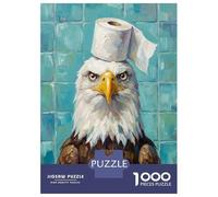 Rompecabezas De 1000 Piezas para Adolescentes Eagle with Toilet Paper Hat Painting Rompecabezas para Adultos Juego De Ingenio Decoración Ayuda A Ejercitar El Cerebro 38x26cm/1000pcs