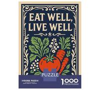 Rompecabezas De 1000 Piezas para Adolescentes Eat Well, Live Well Illustration Rompecabezas para Adultos Juego De Ingenio Juego De Corte De Precisión Regalos Desafiantes 52x38cm/1000pcs