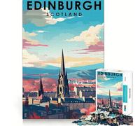 Rompecabezas de 1000 Piezas para Adolescentes Edimburgo Escocia Viaje Arte Exact Edge Actividad Mental Inteligente Juego Tiempo Acogedor Regalo de Arte de Cumpleaños (38x52cm)