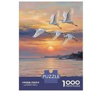 Rompecabezas De 1000 Piezas para Adolescentes Egrets Flying Over Ocean Sunset Rompecabezas para Adultos Juguete Decoración De Pared Mejora La Memoria Desafío Educativo 70x50cm/1000pcs