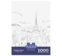 Rompecabezas De 1000 Piezas para Adolescentes Eiffel Tower Sketch Rompecabezas para Adultos Juegos Relajantes Mejora La Memoria Ayuda A Ejercitar El Cerebro 52x38cm/1000pcs