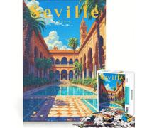 Rompecabezas de 1000 Piezas para Adolescentes: El Alcázar de Sevilla, Juegos educativos, Actividades Divertidas para Hacer en casa, colección de Artistas, Bellas Artes 38x52cm