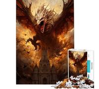 Rompecabezas de 1000 Piezas para Adolescentes El Ataque del dragón de Fuego Un Reto para completar Mejora la Memoria Juego práctico para Mayores de 14 años (38x26cm)