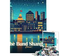 Rompecabezas de 1000 piezas para adolescentes El Bund Shanghái China paisaje nocturno Juego práctico y educativo Juguete de desafío Regalos para mujeres y hombres Decoración del hogar (tamaño 50x75cm)