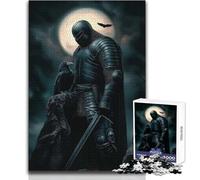 Rompecabezas de 1000 Piezas para Adolescentes, El Caballero Negro bajo la luz de la Luna, Juguete, Juego Intelectual, Vacaciones en casa, Matar el Tiempo, Regalo de Amigo Secreto, tamaño 38x26cm
