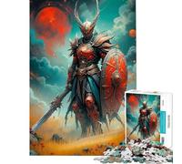 Rompecabezas de 1000 Piezas para Adolescentes El Caballero Oscuro con Luna Roja Diversión en casa Regalo de cumpleaños Juego práctico Apto para Mayores de 14 años 38x52cm