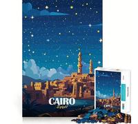 Rompecabezas de 1000 Piezas para Adolescentes El Cairo,Egipto,de Noche Arte de Corte Fino Juego Divertido para Entrenar la concentración y Relajarse Regalo Ideal para Navidad (50x75cm)