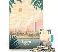 Rompecabezas de 1000 Piezas para Adolescentes El Cairo,Egipto Póster de Viaje Ajuste Juego Habilidad Mental Diversión Ocio Tiempo de diversión Navidad Arte para el hogar (50x75cm)