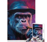 Rompecabezas de 1000 Piezas para Adolescentes El chimpancé más Genial de la Ciudad Decoración del hogar Juguetes Obra de Arte Regalo Juegos Divertidos Entrena tu Cerebro y Tus Manos Tamaño 50x75cm
