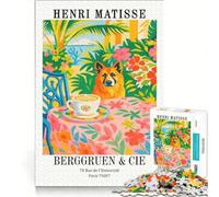 Rompecabezas de 1000 Piezas para Adolescentes El Cuadro Perro y café de Henri Matisse Juego de ingenio Corte de precisión cumpleaños y Navidad 38x26cm