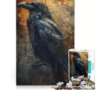 Rompecabezas de 1000 Piezas para Adolescentes El Cuervo Arte Surrealista Juegos relajantes Carrera de Velocidad con Las Manos Ideal para cumpleaños y Navidad 38x26cm
