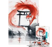 Rompecabezas de 1000 Piezas para Adolescentes El espíritu de Kitsune en la Puerta Torii Juguetes educativos Juegos relajantes para la diversión Familiar Regalos de Amigo Invisible (tamaño 38x52cm)