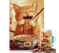Rompecabezas de 1000 Piezas para Adolescentes El festín de los Fideos del Gato - Juego Divertido de Corte Premium para concentrarse y divertirse Fácil de Jugar Decoración navideña para exhibir