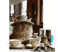 Rompecabezas de 1000 Piezas para Adolescentes El Gato con Sombrero y el teléfono Arte de Corte preciso Juego Divertido para concentrarse y Relajarse Regalo Ideal para cumpleaños (38x52cm)