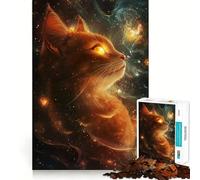 Rompecabezas de 1000 Piezas para Adolescentes El Gato del Cosmos - Arte de Bordes precisos,Juego de Actividades para desarrollar la Mente,Juego de Entretenimiento,Regalo de cumpleaños (50x75cm)