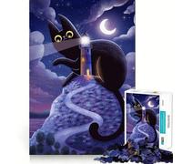 Rompecabezas de 1000 Piezas para Adolescentes El Gato y el Faro Decoración Ideal para ejercitar la Mente Juego para Relajarse Regalo Divertido de Navidad (38x26cm)