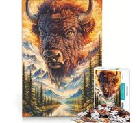 Rompecabezas de 1000 Piezas para Adolescentes: El Horizonte Eterno de un búfalo Dorado, Juegos educativos, Carrera de Velocidad Manual, colección de Artistas, Bellas Artes 50x75cm