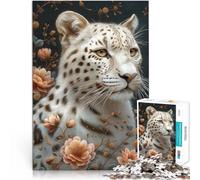 Rompecabezas de 1000 Piezas para Adolescentes El Leopardo Blanco Juegos Divertidos para la Familia Grandes Regalos y Juguetes 38x26cm